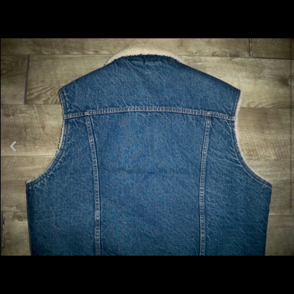 Vtg Sears Roebucks Denim Jean Western Wear Men's Sherpa Vest Jacket Size Medium